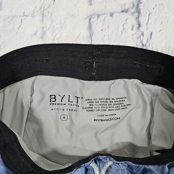 BYLT Premium Basics MENS SIZE S 6" Active Training Shorts Drawstring Lined Blue - Picture 7 of 11